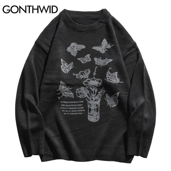 gonthwid knitted butterfly flowers jumper sweaters streetwear mens harajuku hip hop casual pullover knitwear outwear male 201224, White;black
gonthwid knitted butterfly flowers jumper sweaters streetwear mens harajuku hip hop casual pullover knitwear outwear male 201224, White;black