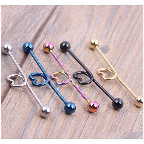 14g 44mm heart surgical steel industrial barbell ear ring bar mix 5 color for body piercing jewelry pxqfk, Silver
14g 44mm heart surgical steel industrial barbell ear ring bar mix 5 color for body piercing jewelry pxqfk, Silver