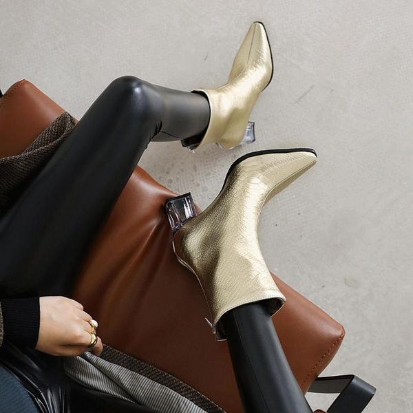 2020 fashion women ankle boots pointed high heel boots clear crystal square heel women gold silver black zipper 32 33
2020 fashion women ankle boots pointed high heel boots clear crystal square heel women gold silver black zipper 32 33