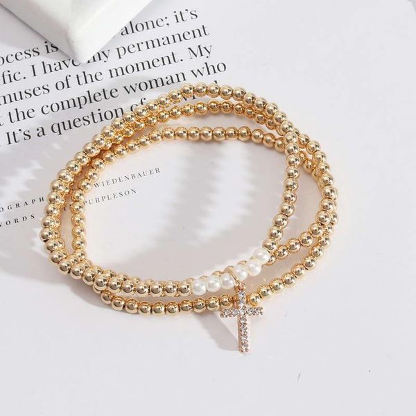 3 pcs pave crystal cross charm bangles leaf gold tone ball beaded pearl chain elastic bracelets for women jewelry wholesale, Black
3 pcs pave crystal cross charm bangles leaf gold tone ball beaded pearl chain elastic bracelets for women jewelry wholesale, Black