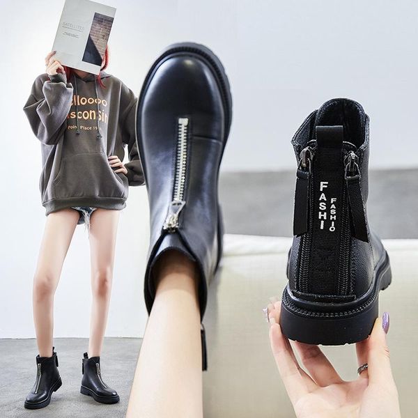 boots women's leather 2020 new autumn and winter double zipper breathable inner increase casual british style boots, Black
boots women's leather 2020 new autumn and winter double zipper breathable inner increase casual british style boots, Black