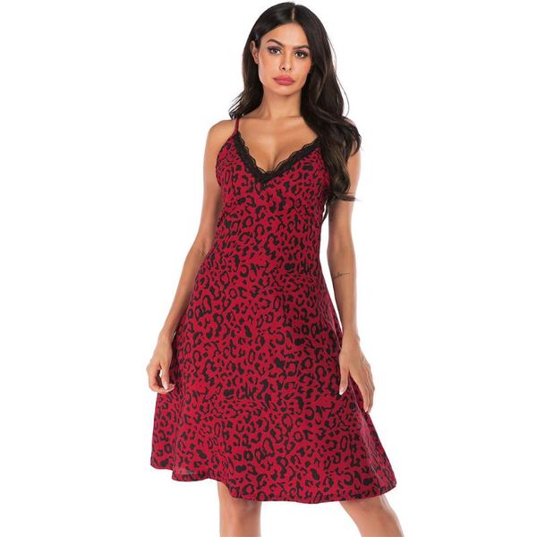 women's sleepwear kancoold pajamas womens summer large size v-neck cotton leopard print camisole lingerie nightdress jun26, Black;red
women's sleepwear kancoold pajamas womens summer large size v-neck cotton leopard print camisole lingerie nightdress jun26, Black;red