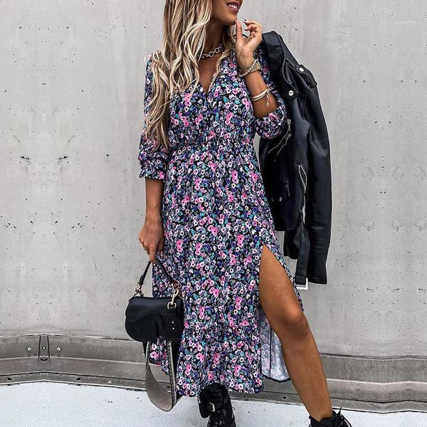 floral autumn dress women maxi v neck boho long sleeve woman dress 2020 split button casual party dresses for women vestidos1, Black;gray
floral autumn dress women maxi v neck boho long sleeve woman dress 2020 split button casual party dresses for women vestidos1, Black;gray