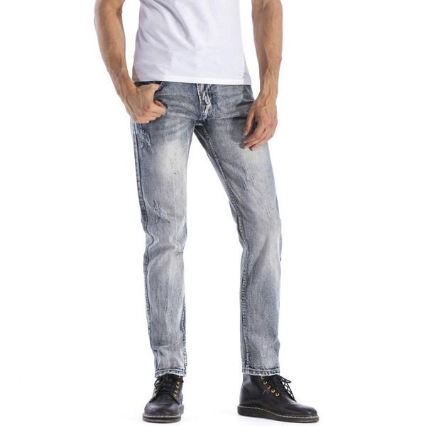 men's jeans 2021 men casual youth light color slim fit straight-cut with holes trousers, Blue
men's jeans 2021 men casual youth light color slim fit straight-cut with holes trousers, Blue
