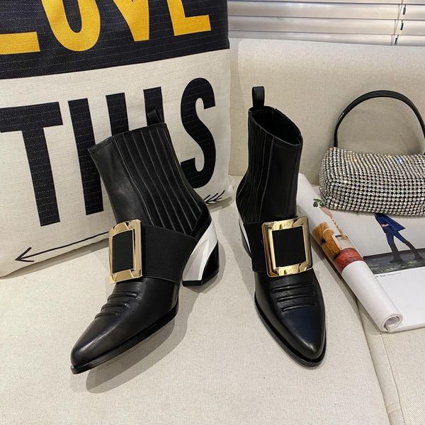 new arrivel womens high heel boots leather surface and square buckle decoration bottes pour femmes de luxe ankle boots#1f, Black
new arrivel womens high heel boots leather surface and square buckle decoration bottes pour femmes de luxe ankle boots#1f, Black