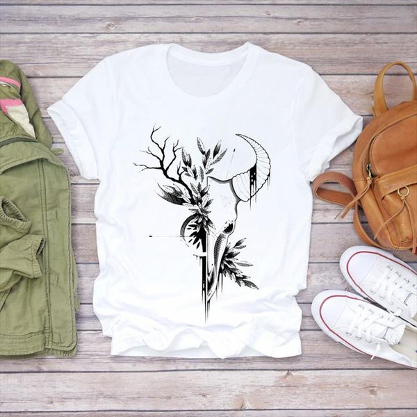 women flower heifer skull cow vintage 90s fashion print lady t shirts womens graphic t shirt ladies female tee shirt, White
women flower heifer skull cow vintage 90s fashion print lady t shirts womens graphic t shirt ladies female tee shirt, White