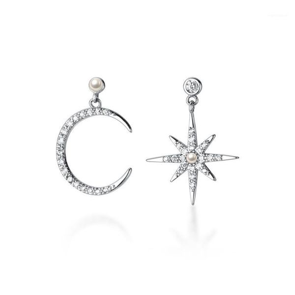 925 Real Sterling Silver Asymmetric Inlaid Zirconia Crystal Moon and Star Shape Stud Earrings For Women Lady Daughter Jewelry1, Golden;silver
925 Real Sterling Silver Asymmetric Inlaid Zirconia Crystal Moon and Star Shape Stud Earrings For Women Lady Daughter Jewelry1, Golden;silver