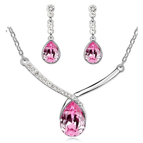 austrian crystal tear dropshipping party wedding brand pendant necklace earring fashion jewelry set cute sweet charm women, Silver
austrian crystal tear dropshipping party wedding brand pendant necklace earring fashion jewelry set cute sweet charm women, Silver