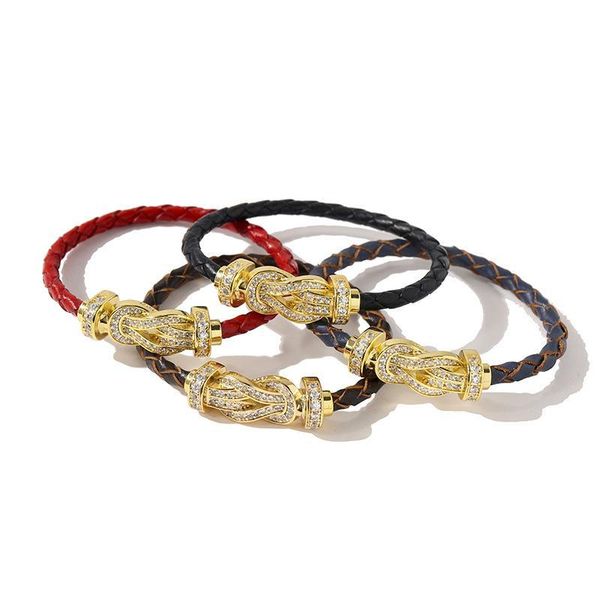 selling models shine 8 diamond horseshoe buckle braided leather bracelet for men and women, Black
selling models shine 8 diamond horseshoe buckle braided leather bracelet for men and women, Black