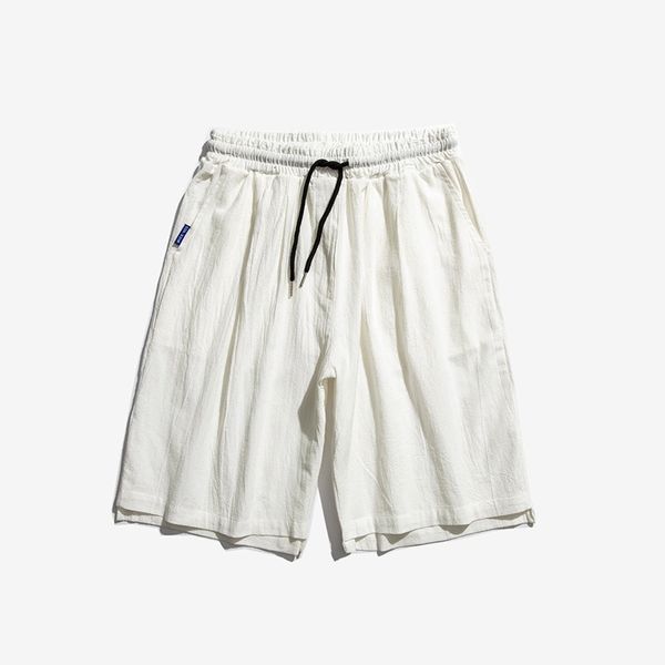 cropped casual cotton and hemp shorts men's summer loose straight pants, White;black
cropped casual cotton and hemp shorts men's summer loose straight pants, White;black