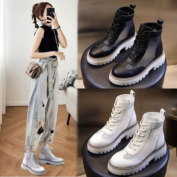 summer boots women ankle boots round toe casual air mesh flat platform female shoes warm lace up motorcycle shoes, Black
summer boots women ankle boots round toe casual air mesh flat platform female shoes warm lace up motorcycle shoes, Black