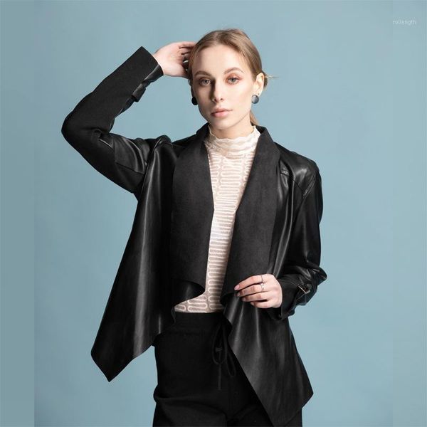 d&h fur autumn women's jacket locomotive pu jacket ins popular no closure cooljacket leather women bright streetwear1, Black 
d&h fur autumn women's jacket locomotive pu jacket ins popular no closure cooljacket leather women bright streetwear1, Black