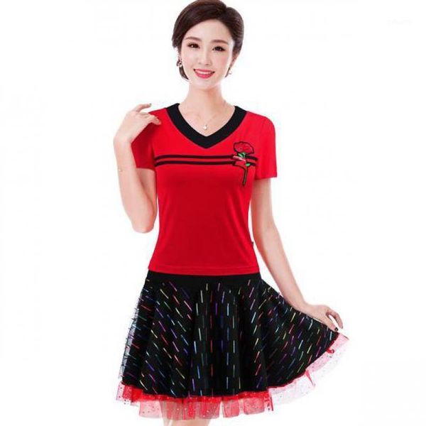square dance new suit performance clothing summer short-sleeved middle-aged female dance clothes sportswear1, Black;red
square dance new suit performance clothing summer short-sleeved middle-aged female dance clothes sportswear1, Black;red