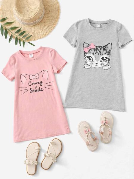 toddler girls 2pcs cat & slogan graphic tee dress she, Red;yellow
toddler girls 2pcs cat & slogan graphic tee dress she, Red;yellow