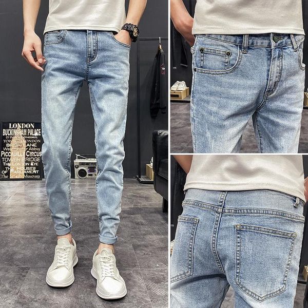 jeans men's korean version of the trend spring new slim feet casual wear young handsome trousers, Blue
jeans men's korean version of the trend spring new slim feet casual wear young handsome trousers, Blue