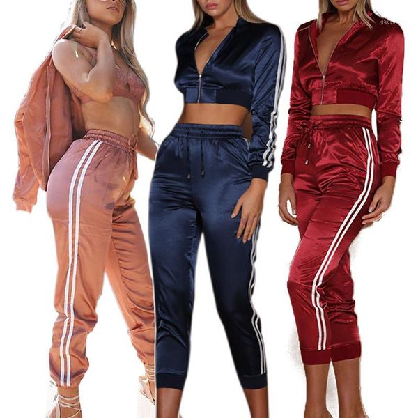 side stripe calf-length pants set female fashion long sleeves zipper corp and sporting wear women 2 piece set women sets1, White
side stripe calf-length pants set female fashion long sleeves zipper corp and sporting wear women 2 piece set women sets1, White