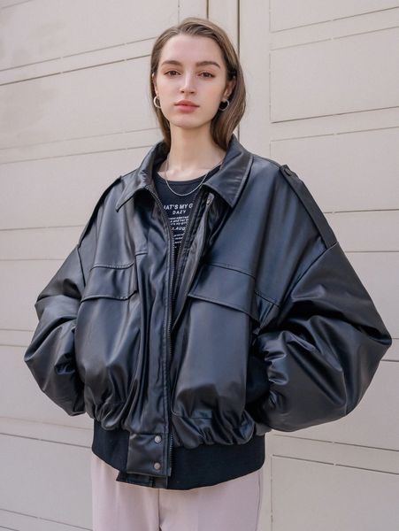 coldbreak solid pu leather winter coat g2o3#, Black
coldbreak solid pu leather winter coat g2o3#, Black