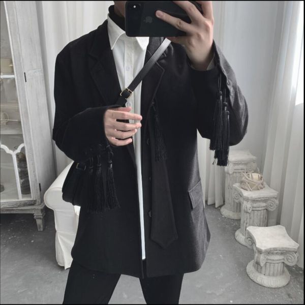 2020 male new design sense flow tie black blazer section single-breasted personality suits jacket jj43, White;black
2020 male new design sense flow tie black blazer section single-breasted personality suits jacket jj43, White;black