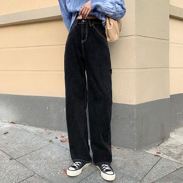 women's jeans s-xl autumn korean style thick warm high waist lady straight denim womens casual trousers womans (78395), Blue