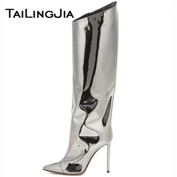 knee high boots women high heel long boot blink silver gold patent leather pointed toe party evening night club shoe 20201, Black
knee high boots women high heel long boot blink silver gold patent leather pointed toe party evening night club shoe 20201, Black