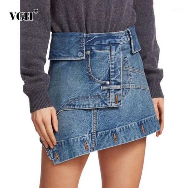 vgh patchwork denim skirt for women high waist irregular hem casual large size mini skirts female fashion new clothing 2020 fall1, Black
vgh patchwork denim skirt for women high waist irregular hem casual large size mini skirts female fashion new clothing 2020 fall1, Black