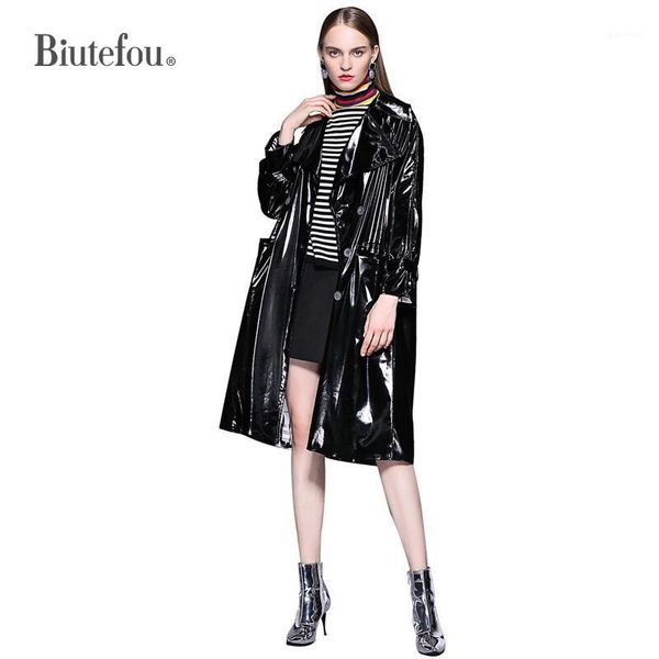 2019 spring and autumn solid color black bright coat women fashion double breasted trench1, Tan;black
2019 spring and autumn solid color black bright coat women fashion double breasted trench1, Tan;black