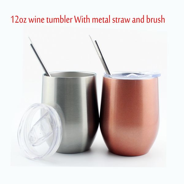 12oz stemless coffee mug stainless steel tumbler double wall vacuum beer juice eggshell cup with metal straw and clean brush wwq
12oz stemless coffee mug stainless steel tumbler double wall vacuum beer juice eggshell cup with metal straw and clean brush wwq