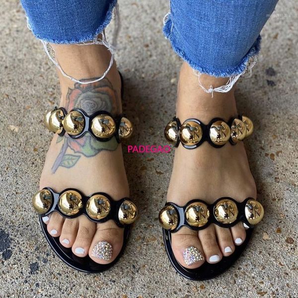 slippers 2021 women's summer flat bottom fashion metal decoration woman sandals leisure solid color outdoor shoes plus size1, Black
slippers 2021 women's summer flat bottom fashion metal decoration woman sandals leisure solid color outdoor shoes plus size1, Black