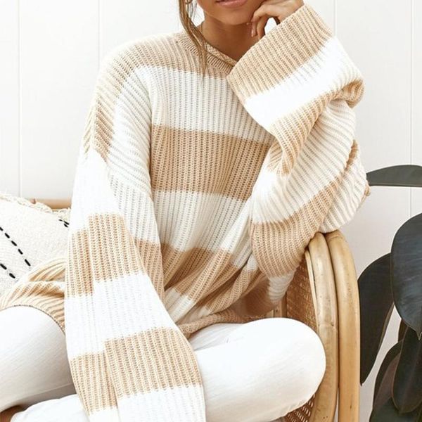 women's knitwear trend loose street style temperament female sweater vintage striped sweaters1, White;black
women's knitwear trend loose street style temperament female sweater vintage striped sweaters1, White;black