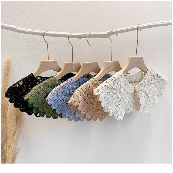 women hollow out crochet fake collar floral lace solid color lolita big shawl detachable button short poncho qylnzb, White
women hollow out crochet fake collar floral lace solid color lolita big shawl detachable button short poncho qylnzb, White