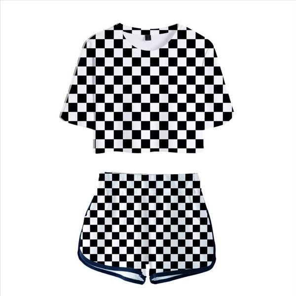 3d exposed navel t shirt shorts print ghost blade womens girls two piece sets casual summer 3d black and white plaid suits, Gray
3d exposed navel t shirt shorts print ghost blade womens girls two piece sets casual summer 3d black and white plaid suits, Gray