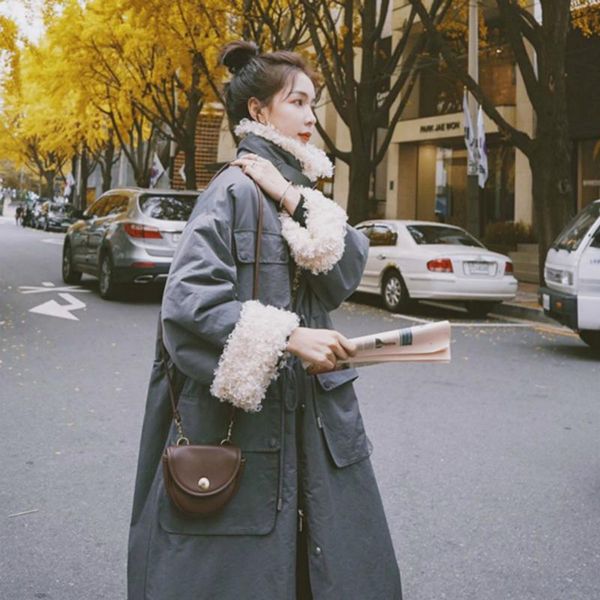 women's down & parkas women winter stand collar lamb wool liner thicken long parka slim waist jacket full sleeve big pocket coat oversi, Black
women's down & parkas women winter stand collar lamb wool liner thicken long parka slim waist jacket full sleeve big pocket coat oversi, Black