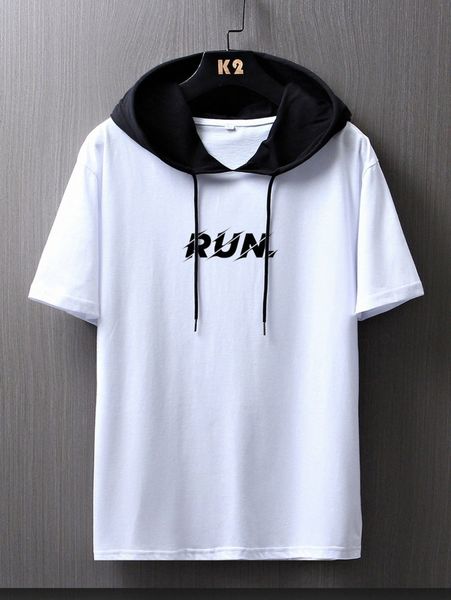 men letter graphic drawstring hooded tee v6jq#, White;black
men letter graphic drawstring hooded tee v6jq#, White;black