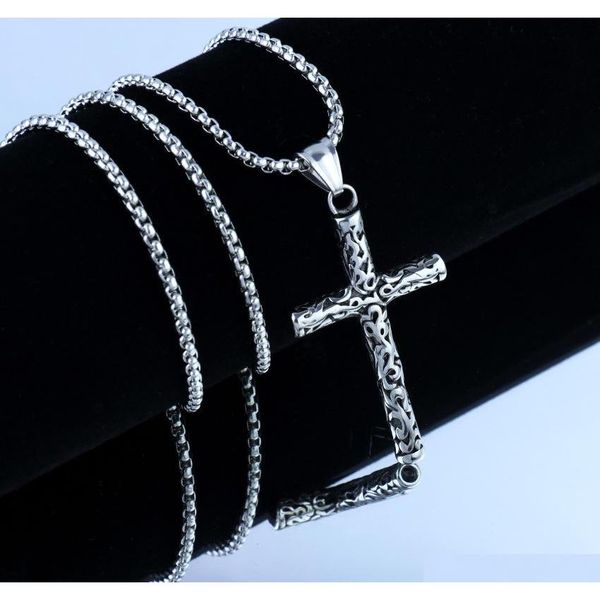 s1274 fashion jewelry vintage personality carving cross necklace titanium steel chain cros sqckki beauty888, Silver
s1274 fashion jewelry vintage personality carving cross necklace titanium steel chain cros sqckki beauty888, Silver