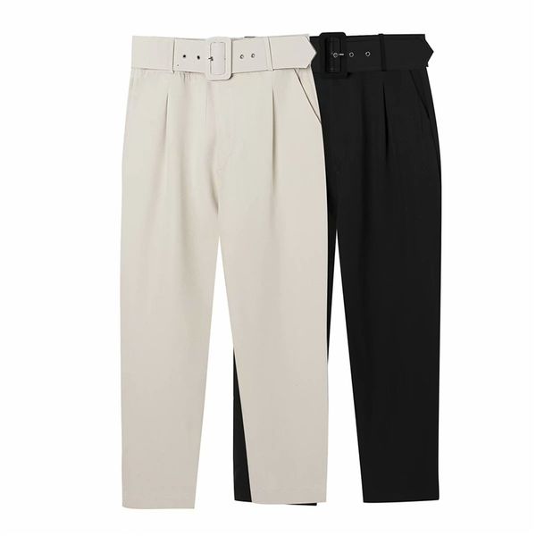 2021 new elegant women belt high waist pant fashion ladies solid straight trousers streetwear female chic ankle-length pants 540l, Black;white
2021 new elegant women belt high waist pant fashion ladies solid straight trousers streetwear female chic ankle-length pants 540l, Black;white