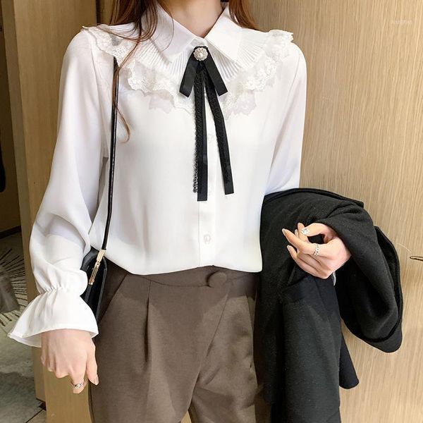 2021 spring new women solid full sleeve chiffon blouse with bow elegantce office lady lace white shirt loose casual t00007t1
2021 spring new women solid full sleeve chiffon blouse with bow elegantce office lady lace white shirt loose casual t00007t1