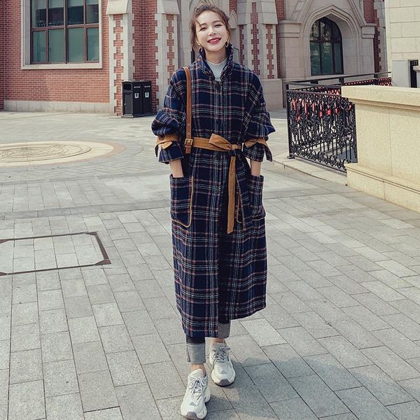 women's wool & blends coat female 2021 winter woolen thick retro plaid long korean loose lapel single-breasted big pocket fashion women, Black
women's wool & blends coat female 2021 winter woolen thick retro plaid long korean loose lapel single-breasted big pocket fashion women, Black