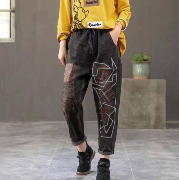 high waist brim woman harem 2021 national style vintage loose embroidery jean femme plus size jeans p1776 7fjl, Black;white
high waist brim woman harem 2021 national style vintage loose embroidery jean femme plus size jeans p1776 7fjl, Black;white