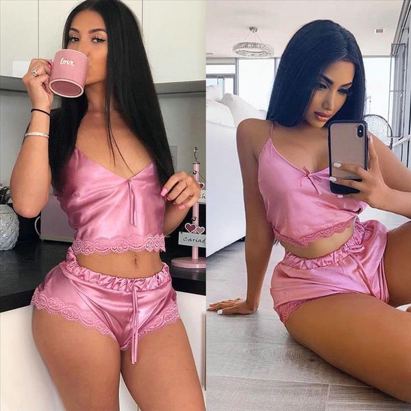 sweet women 2 piece sets bedroom patchwork lace bow decor sling sleeveless solid short drawstring mid waist short pants, Gray
sweet women 2 piece sets bedroom patchwork lace bow decor sling sleeveless solid short drawstring mid waist short pants, Gray