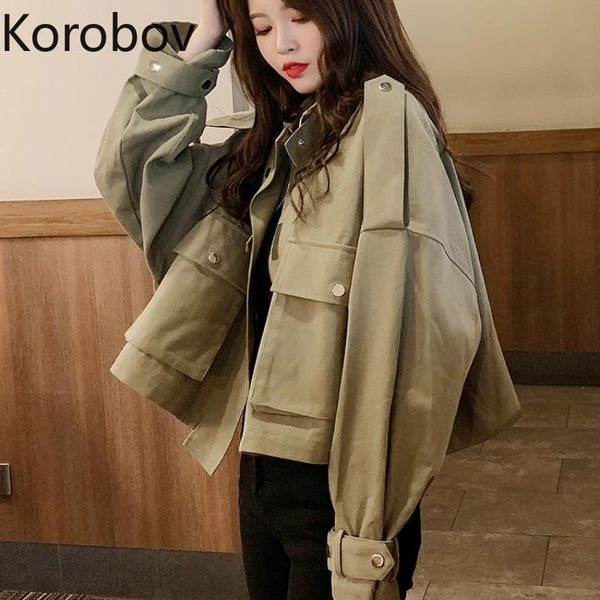 korobov women long sleeve korean coats safari style collar harajuku pockets vintage solid bomber jackets casual jackets 79016, Black;brown
korobov women long sleeve korean coats safari style collar harajuku pockets vintage solid bomber jackets casual jackets 79016, Black;brown