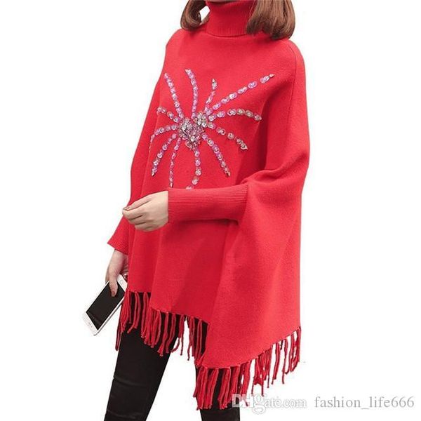 ss20 autumn and winter new women's clothes tassel turtleneck sweater bat shirt handmade beaded sequins mid-length designer pullover clo, White;black
ss20 autumn and winter new women's clothes tassel turtleneck sweater bat shirt handmade beaded sequins mid-length designer pullover clo, White;black
