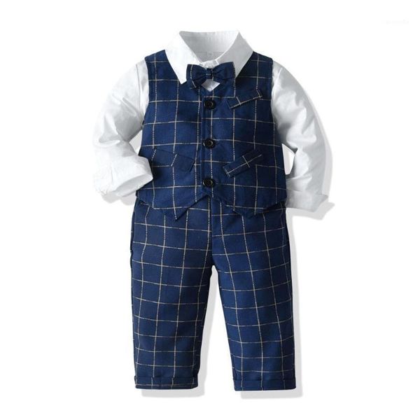 spring autumn new boys formal suits gentleman plaid bow tie shirt vest pants 4pcs set party suit kids sets1, White
spring autumn new boys formal suits gentleman plaid bow tie shirt vest pants 4pcs set party suit kids sets1, White