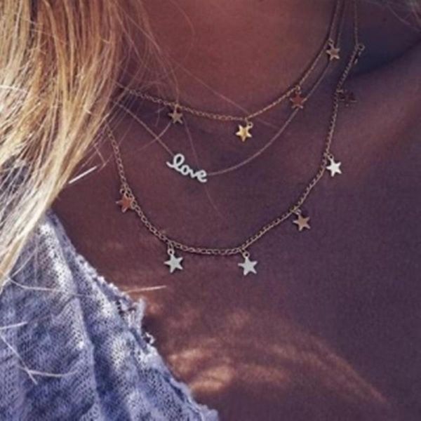 star necklace women choker gold color pentagram letter love star necklace vintage multiple layers pendant jewelry gift, Silver
star necklace women choker gold color pentagram letter love star necklace vintage multiple layers pendant jewelry gift, Silver