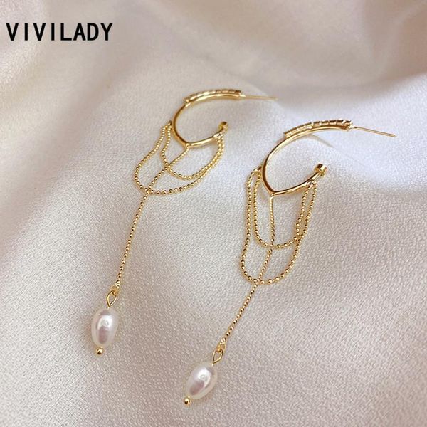hoop & huggie vivilady 2021 multilayer tassel round bead chain imitation pearl pendant women earrings for female wedding jewelry brincos, Golden;silver
hoop & huggie vivilady 2021 multilayer tassel round bead chain imitation pearl pendant women earrings for female wedding jewelry brincos, Golden;silver