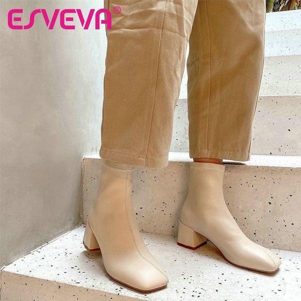 boots esveva 2021 quality pu pointed toe short plush women autumn winter square heel slip on shoes size 34-39, Black
boots esveva 2021 quality pu pointed toe short plush women autumn winter square heel slip on shoes size 34-39, Black