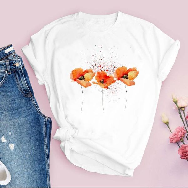women graphic flower floral watercolor cute 90s style vintage print lady tees clothing female t shirt womens t-shirt, White
women graphic flower floral watercolor cute 90s style vintage print lady tees clothing female t shirt womens t-shirt, White