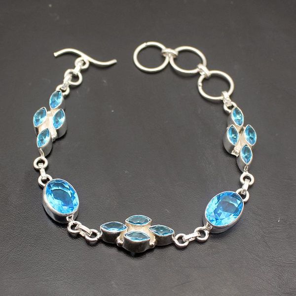 special design multi stone shiny blue z925 sterling silver color chain links bracelets for women 8.5 inch h262, Black
special design multi stone shiny blue z925 sterling silver color chain links bracelets for women 8.5 inch h262, Black