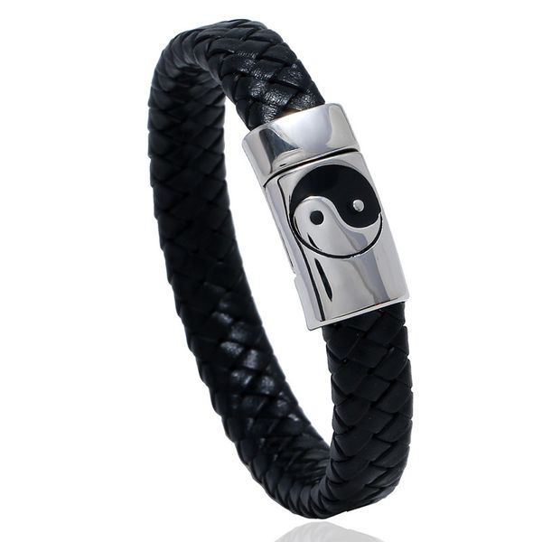 selling stainless steel leather bracelet woven titanium steel jewelry imitation leather bracelet tai chi bracelet, Silver
selling stainless steel leather bracelet woven titanium steel jewelry imitation leather bracelet tai chi bracelet, Silver