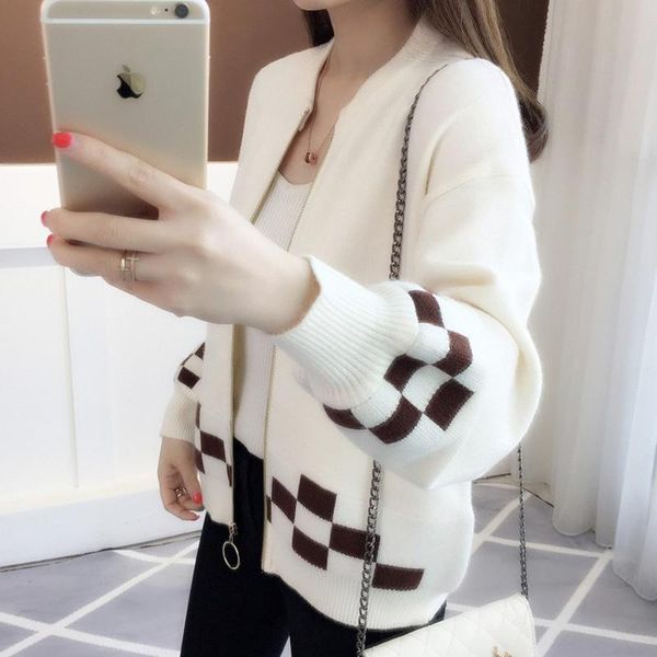 women's knits & tees knitted cardigan 2021 autumn and winter jacket outer wear trend loose korean sweater women, White
women's knits & tees knitted cardigan 2021 autumn and winter jacket outer wear trend loose korean sweater women, White