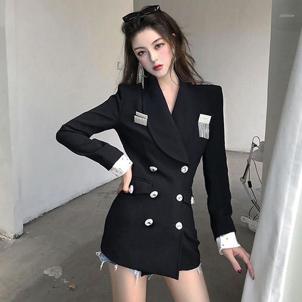 women suit women's shirt new korean fashion double-breasted lapel slim black small suit jacket female spring and autumn1, White;black
women suit women's shirt new korean fashion double-breasted lapel slim black small suit jacket female spring and autumn1, White;black
